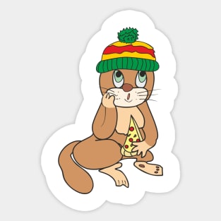 Cat with pizza Sticker